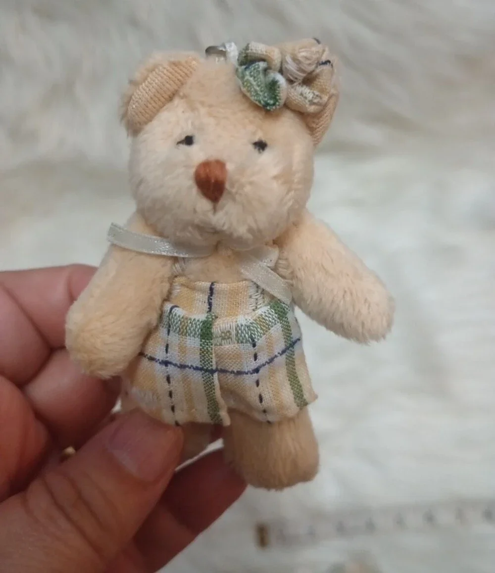 Cozy Town  Vintage Plush Beige Teddy Keychain Accessory  NWT.